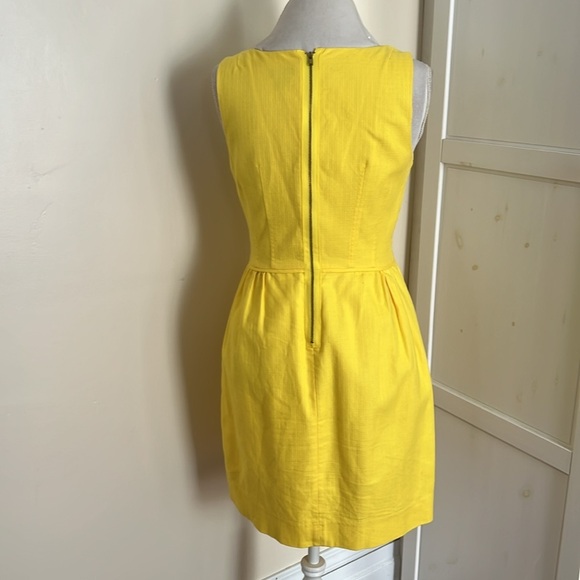 J.Crew Factory Textured Cotton Bright Yellow Classic Sleeveless Dress - Size 4 - Picture 7 of 9